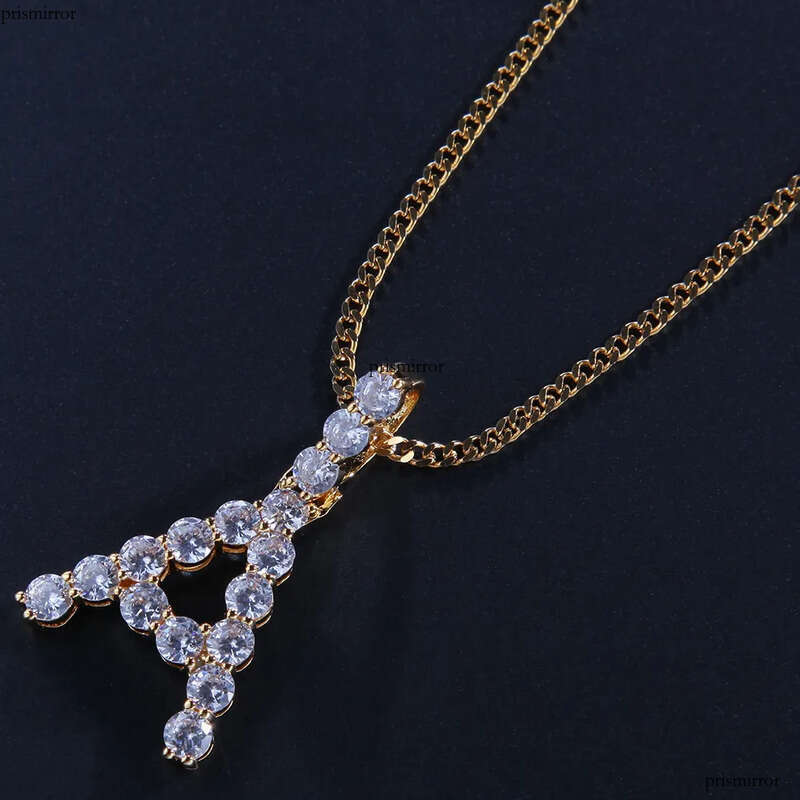 Iced Out Letter Pendant Necklace Hip Hop Mens Fashion Womens Gold Sier Initial Letters Necklaces