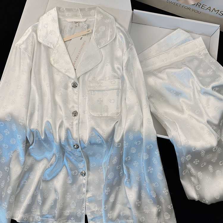 Luxurious home clothing Ice Silk Pajamas for Women Jacquard Light Luxury Ladies Homewear Long Sleeve Long Pants Cardigan Spring Summer Set abc Y251016