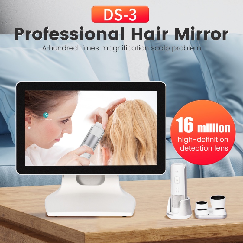 AIsia 16 Million Pixel AI Hair Follicle Analyzer 3 Spectrum 4 Magnification Mirror Professional Salon Hair Health Screening Equipment