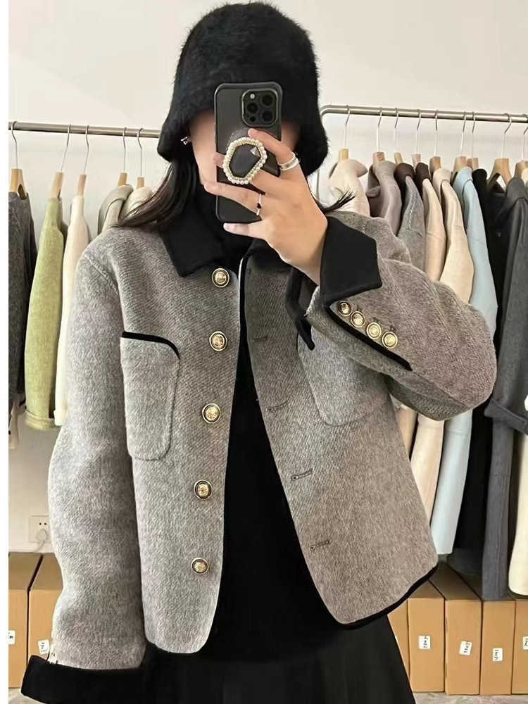 2025 Autumn/Winter New fashion Top Double layered Designer Jacket Women's Side Wool Jacket Short Jacket Color blocked New Luxury Edition Jacket