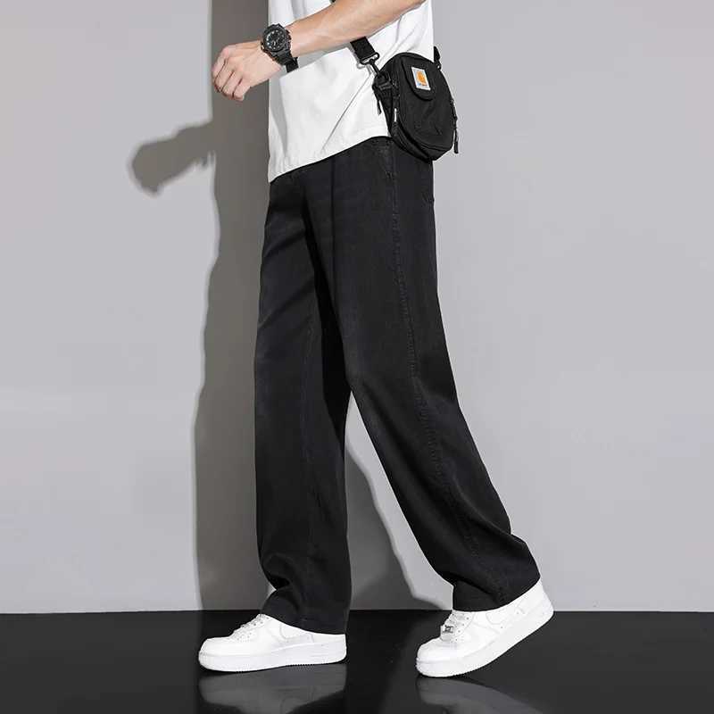 Mens Thin Lyocell Loose Straight Denim Jeans 2025 Summer Autumn Stretch Waist Comfortable Breathable Casual Pants Plus Size 38 J251016