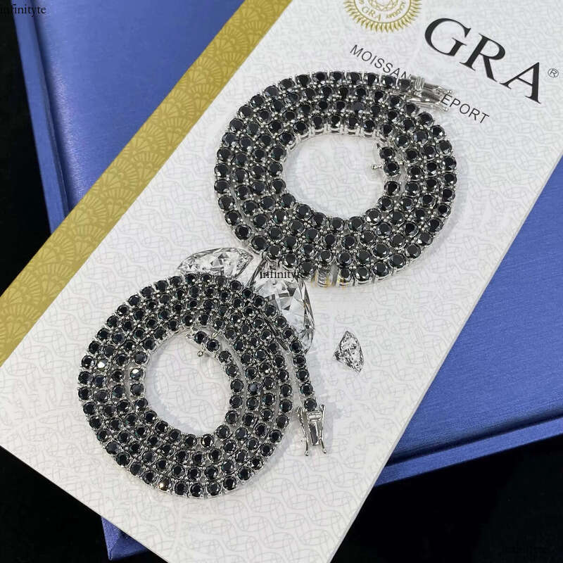 Hot Selling Black Cuban Link Bracelet Necklace 2mm to 6.5mm GRA Certificate Moissanite Tennis Chain S Solid Sier