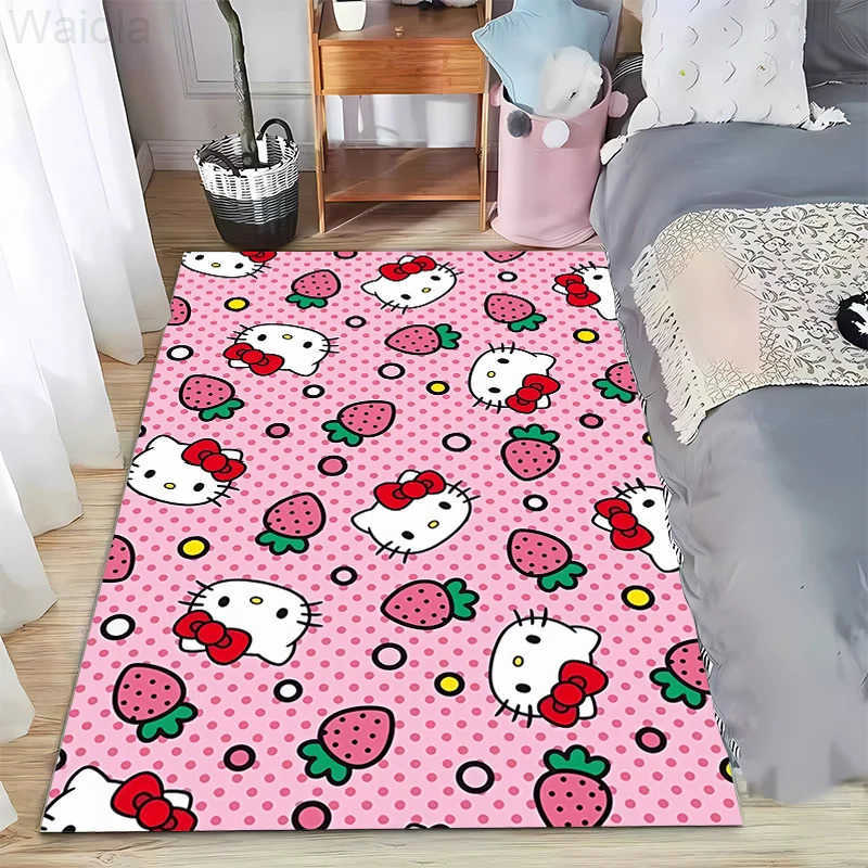 Sanrio Hello Kitty Cartoon Pattern Living Room Bedroom Carpet Bedside Floor Mat 15 Size Kids Room Cloakroom Play Mat Area Rug L251016