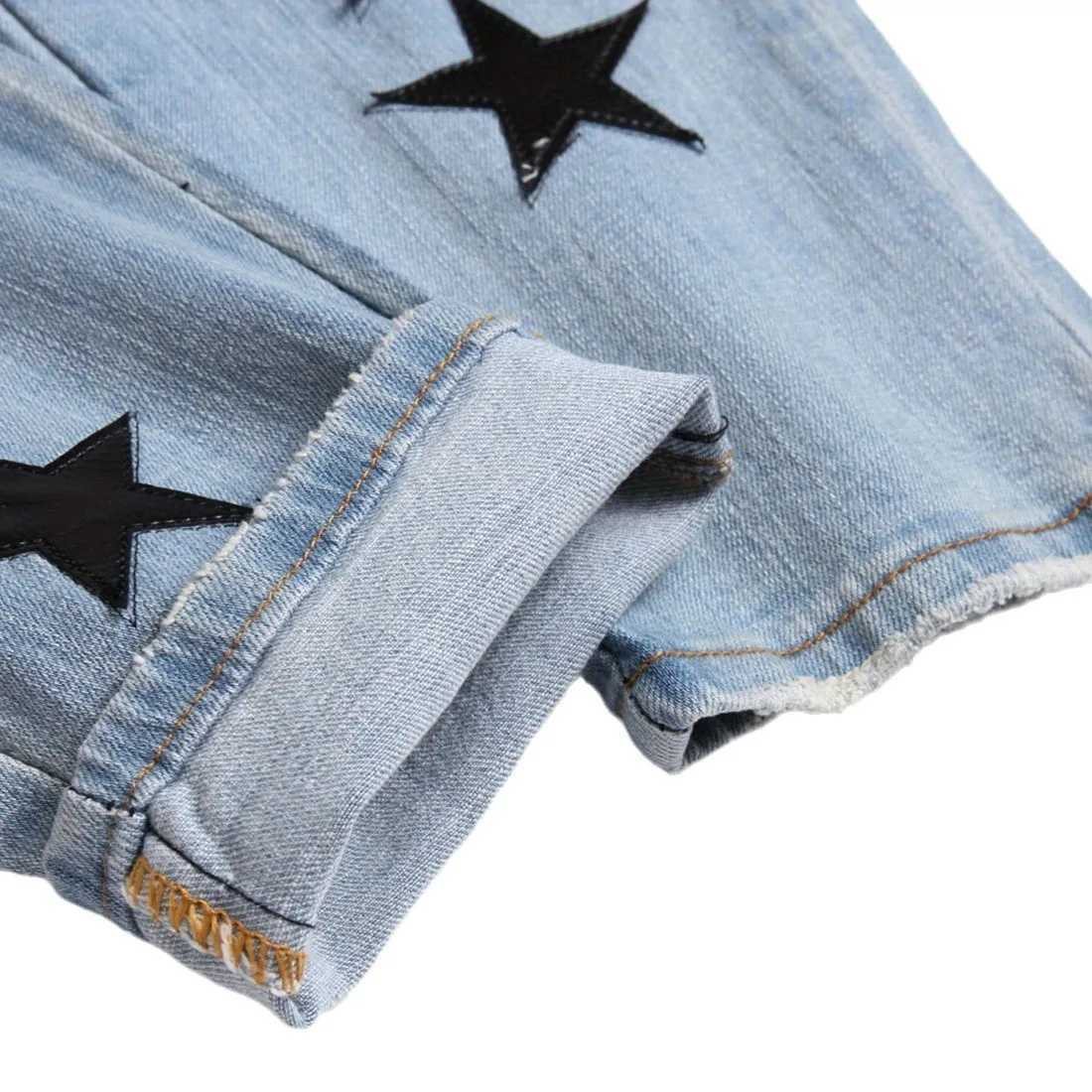 Men Straight Jean Denim Pants Jeans Loose Ankle Length Pant Pockets Casual Washed High Street Distressed Zipper Fly Spliced J251016
