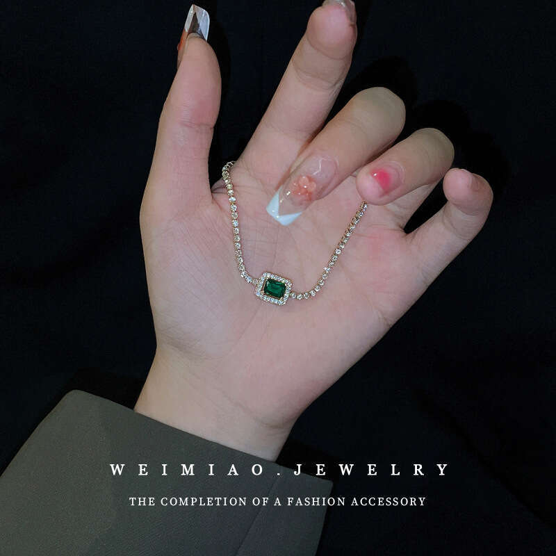 Emerald Square Geometric Zircon Bracelet Light Personality Ins Style Fashionable Temperament Jewelry for Women ddmypluto