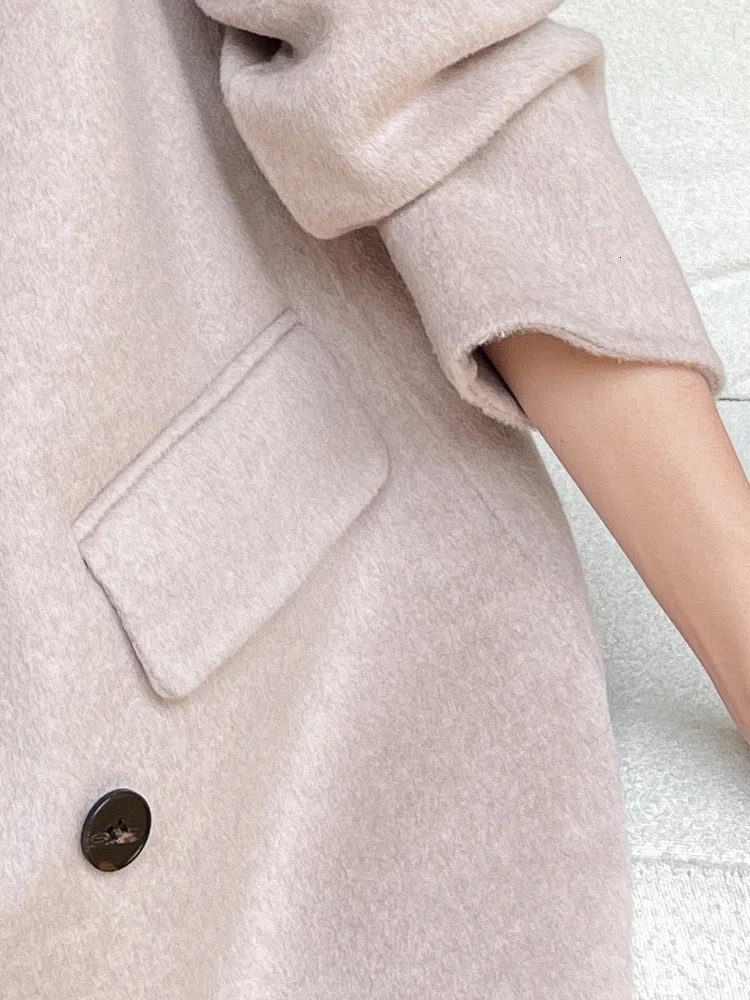 Lapel Wool Short Coat Women 100 Wool Coats DoubleBreasted Autumn Winter Blazer Jacket Ladies 25 251029