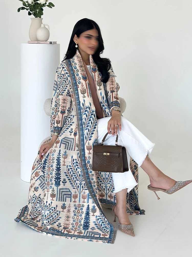 Arabic Clothes Woman Luxury Casual Hijab Cardigan Full Length Long Sleeve Coat Women Muslim Pleated Dubai Open Abaya Eid Evening X251016