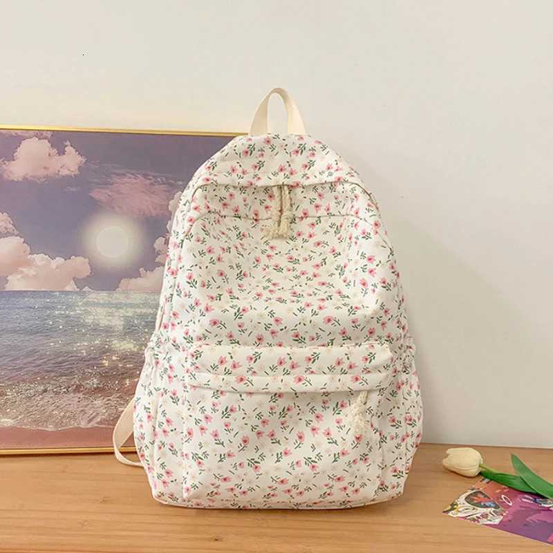 Corduroy Small Floral Backpack Casual Travel Backpack Large Capacity Fashion Teenagers Daypack Adjustable Strap for Women GirlsT251016