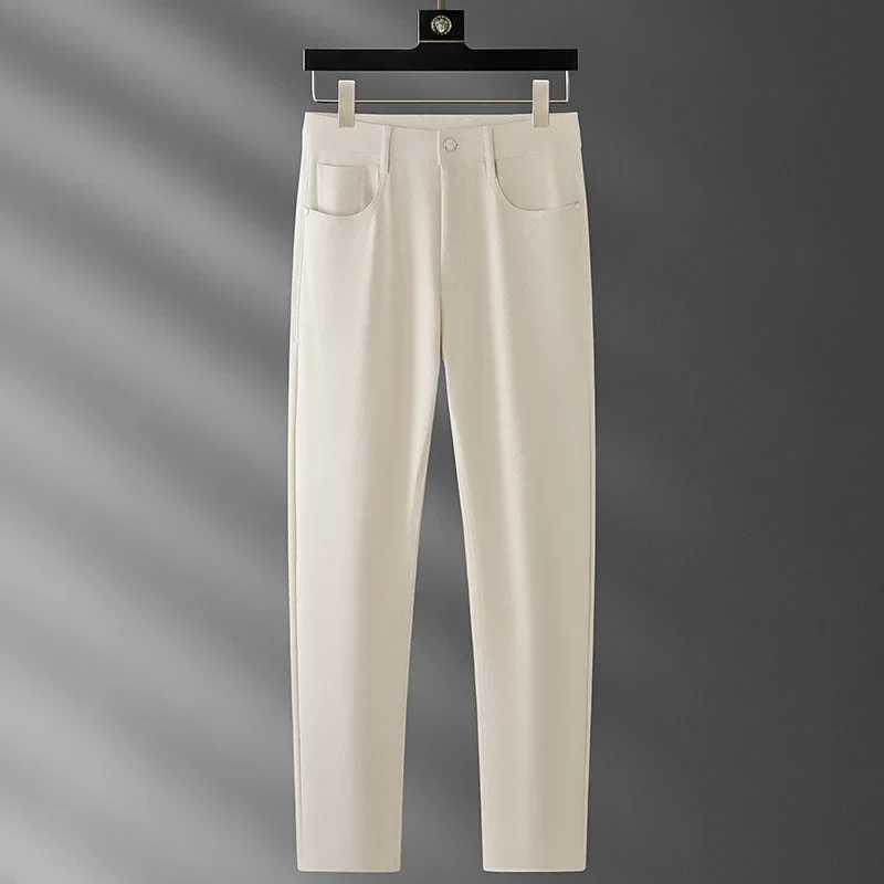 Luxurious Summer Ice Silk Texture Diagonal Casual Pants Mens Business Simple Solid Color Slim Fit Small Foot Straight Long Pant J251016