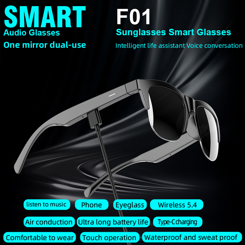Cheap F01 Smart Sunglasses Glasses Bluetooth Wireless Audio Call Outdoor Sports Headphones Anti UV Blue Light Waterproof Eyeglass For Men And Women