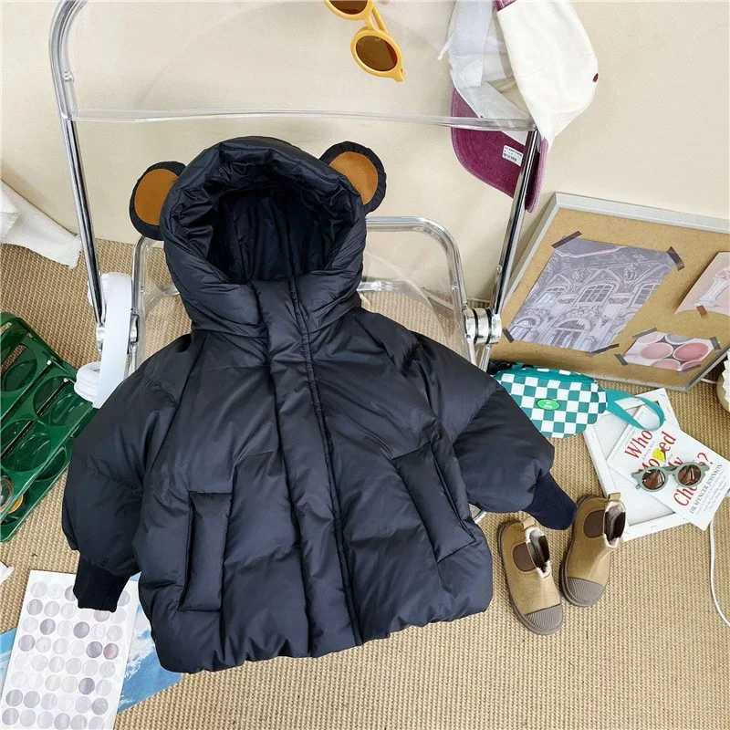 Baby Hooded Boys and Girls MidLength White Duck Down Coat Children Warm Quilted JacketT251016