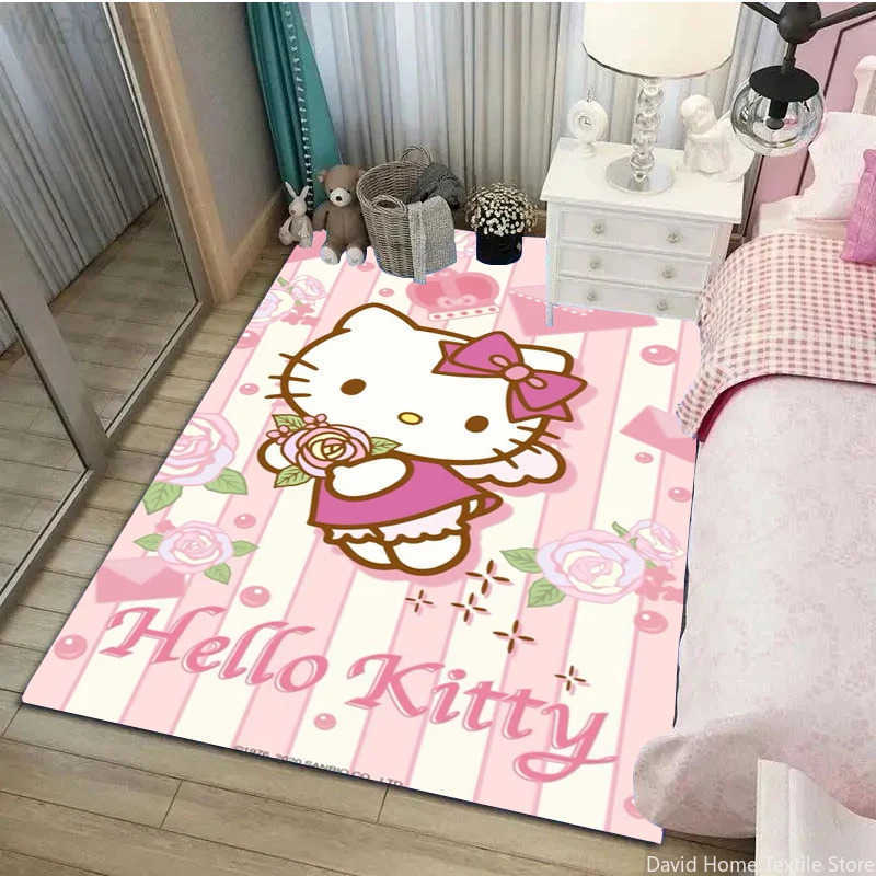 Sanrio Hello Kitty Painting Area Rug Carpet for Home Living Room Childrens Bedroom Sofa Nonslip Kids Doormat Decor Mat Gift L251016