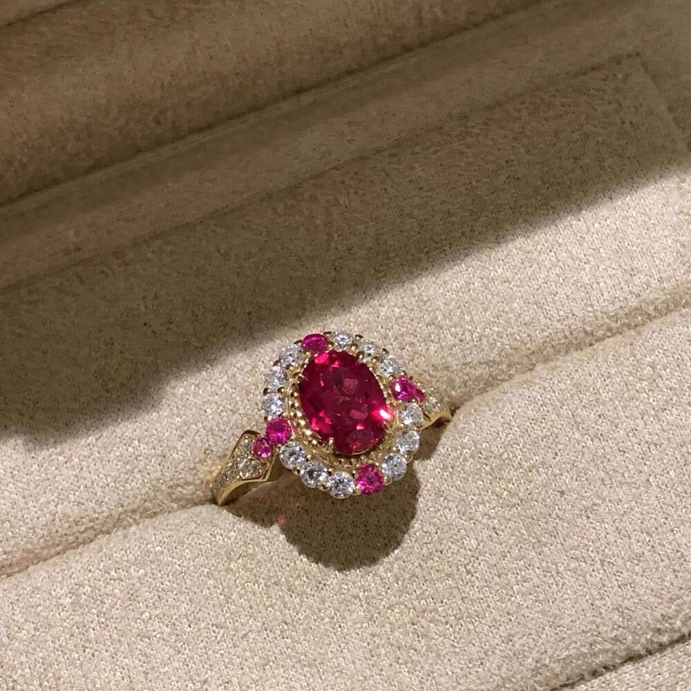 Roman Vintage Cultured Imitation Blood Ring Medieval Style Luxurious Pigeon Egg Red Corundum Pendant for Women ddmypluto