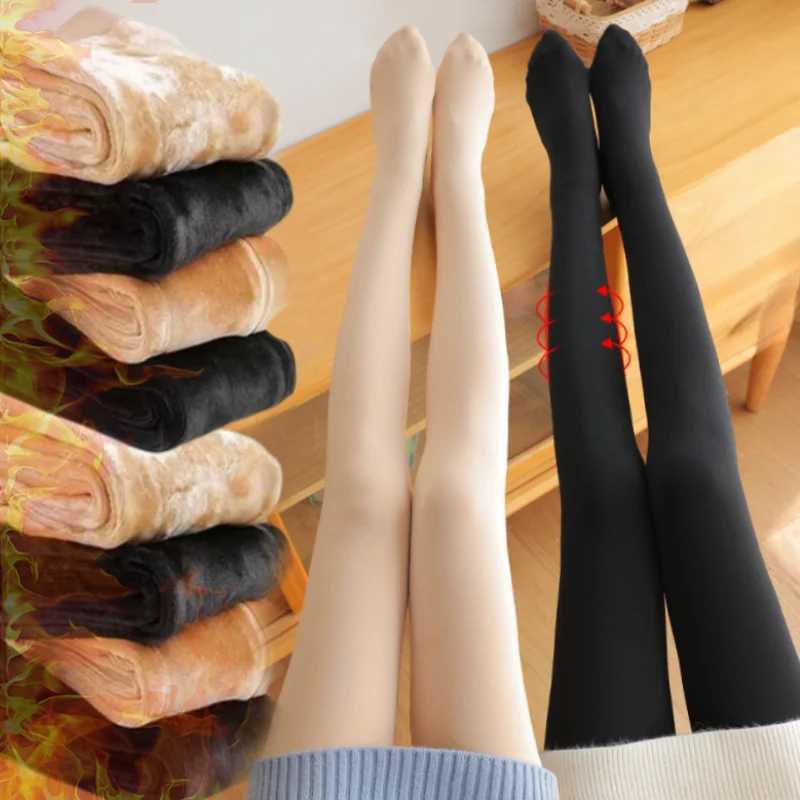 12pcs Thicken Thermal Tights Leggings Women Winter Fleece Velvet Thermo Stockings High Waist Elastic Slim Translucent PantyhoseT251016