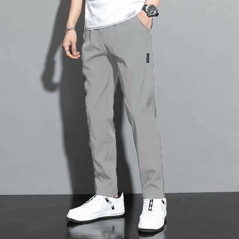 Mens Pants 2025 Summer New Black Gray Thin Business Casual Pants Outdoor Elastic Breathable Straight Leg Sweatpants J251203