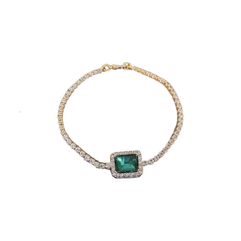 Emerald Square Geometric Zircon Bracelet Light Personality Ins Style Fashionable Temperament Jewelry for Women ddmypluto