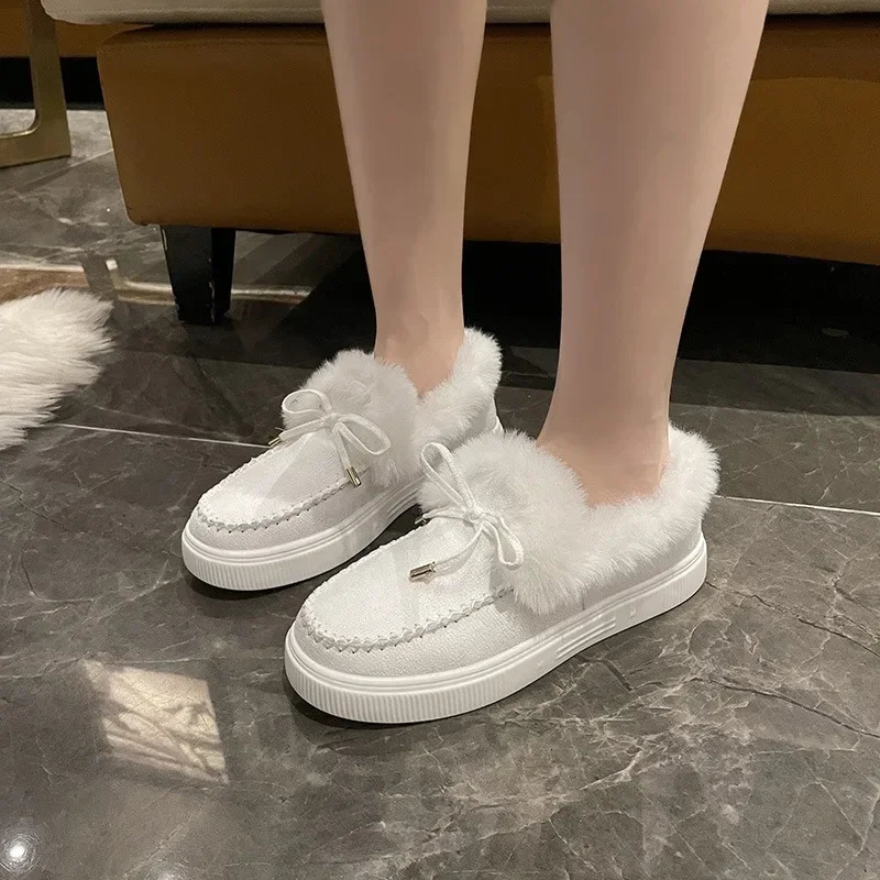 Winter Womens Cotton Flat Shoes Moccasins Femme Warm Plush Loafers Comfy Fur Flats Woman Large Size 3543 Platform Furry Boots 251013