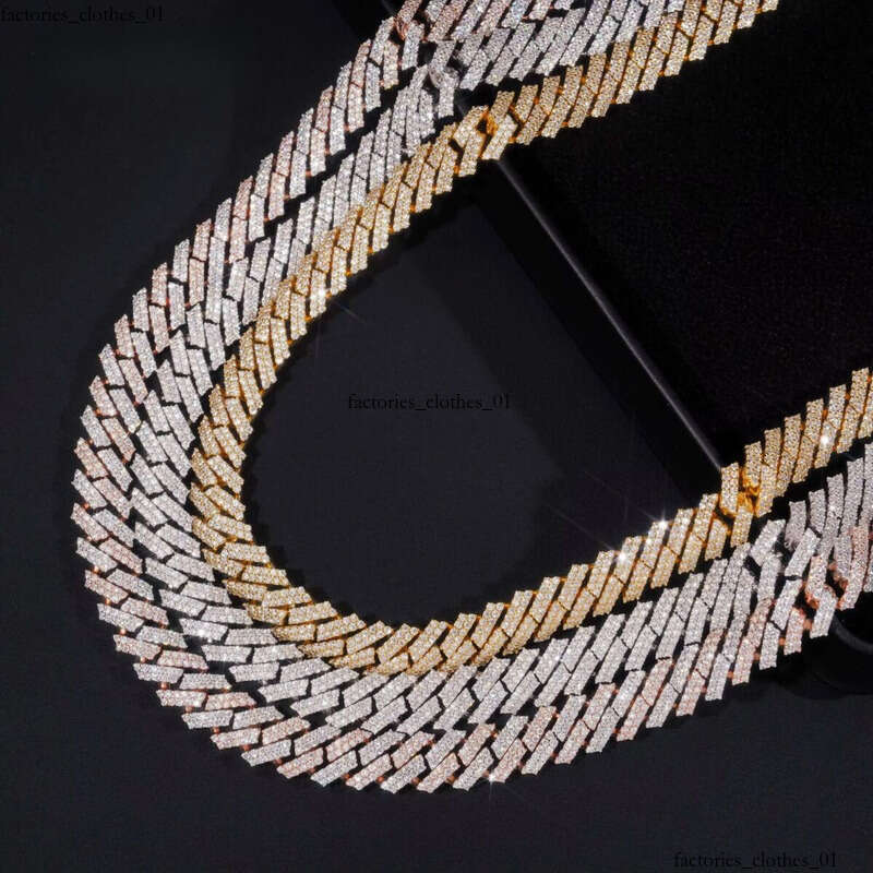 High Quality Hip Hop Jewelry Men Fashion Necklaces 12mm 2 Rows Sterling Sier Iced Out Moissanite Dia Cuban Link Chain