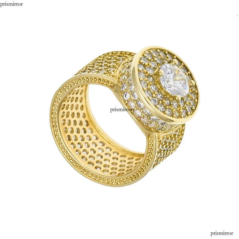 Mens Hip Hop Ring Jewelry Gold Sier Iced Out Crystal Gemstone Dia Rings For Men