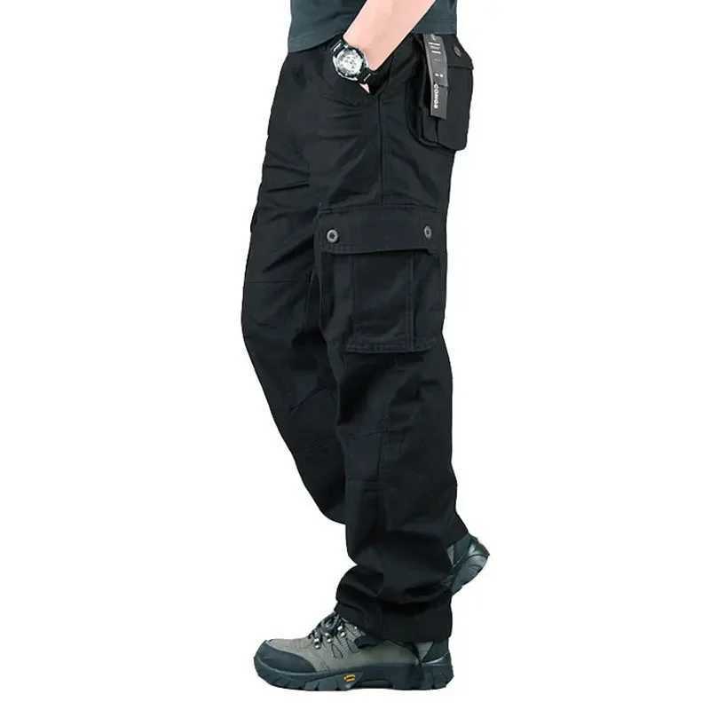 Mens Outdoor Casual Work Trousers Large Size Straight Leg Sport Pants Multi Pocket Loose Cotton Long Trousers J251203