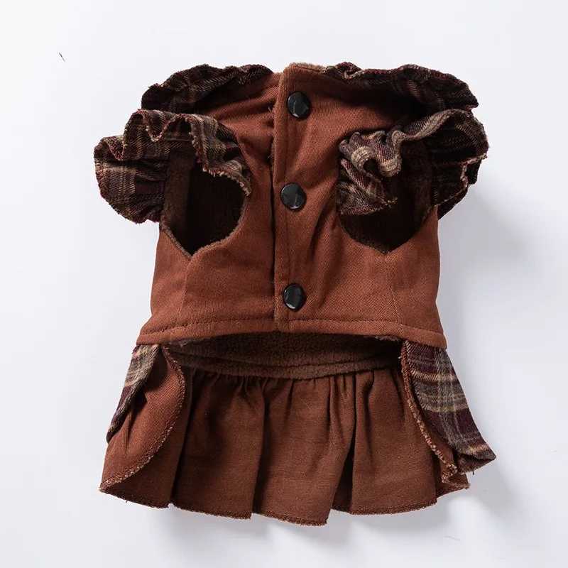 Winter Teddy Dress Plaid Pet Couple Outfit Warm Dog Sweatshirt for Small to Medium Dogs Princess Skirt XSXLW251016
