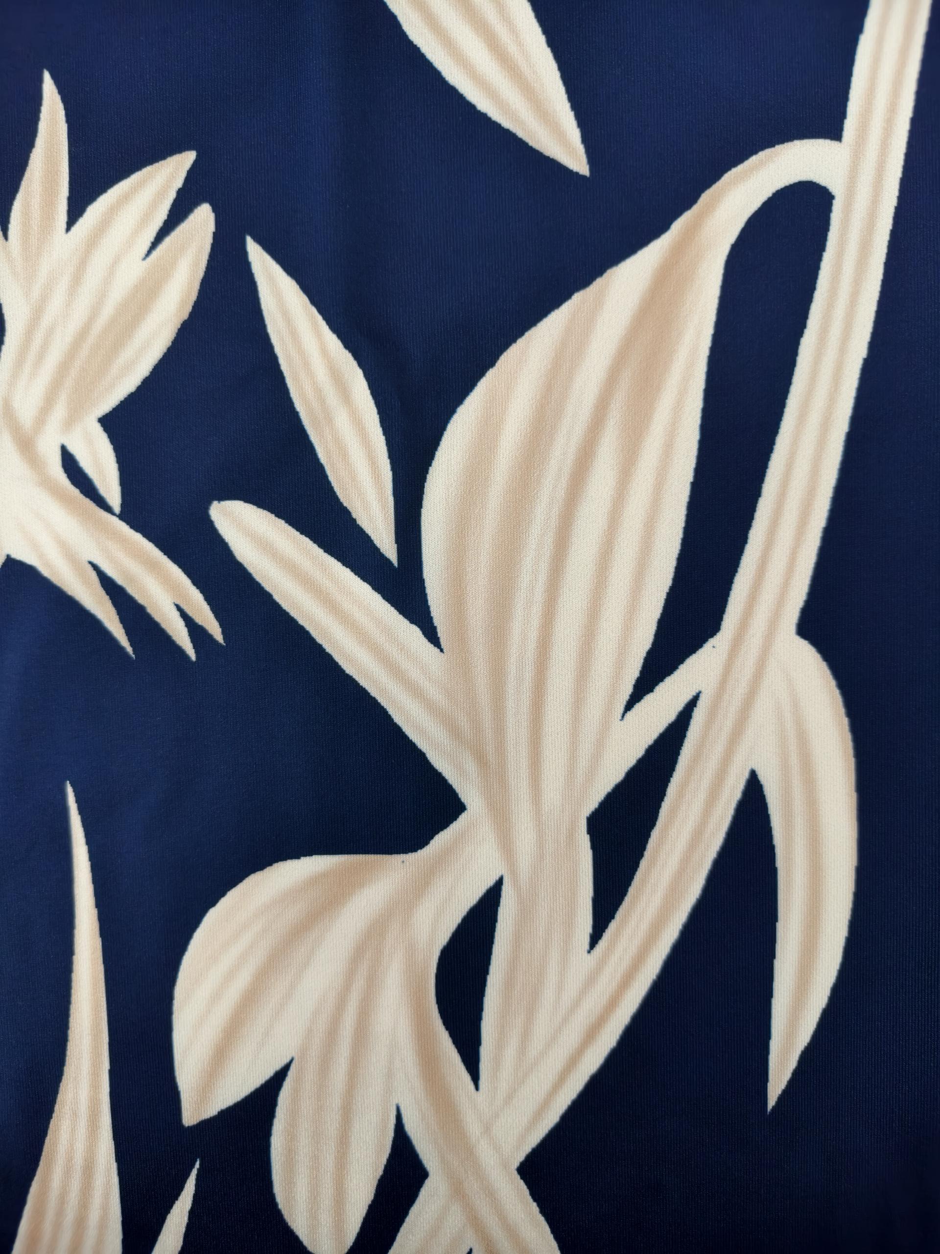 Women's Plus Size Summer Beach Vacation Plant Printed Sleeveless Tank Milk Silk Casual Midi Dress - Blue-YL25244