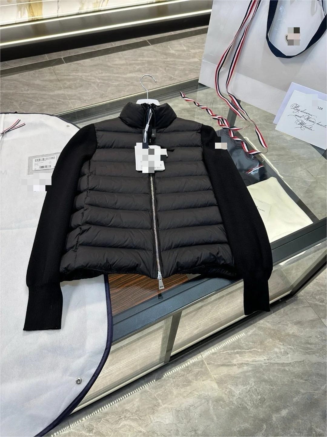 Womens Stand Collar White Ribbed Knit Down Jacket Lightweight 90 White Duck Down Coat L251115ZI6M