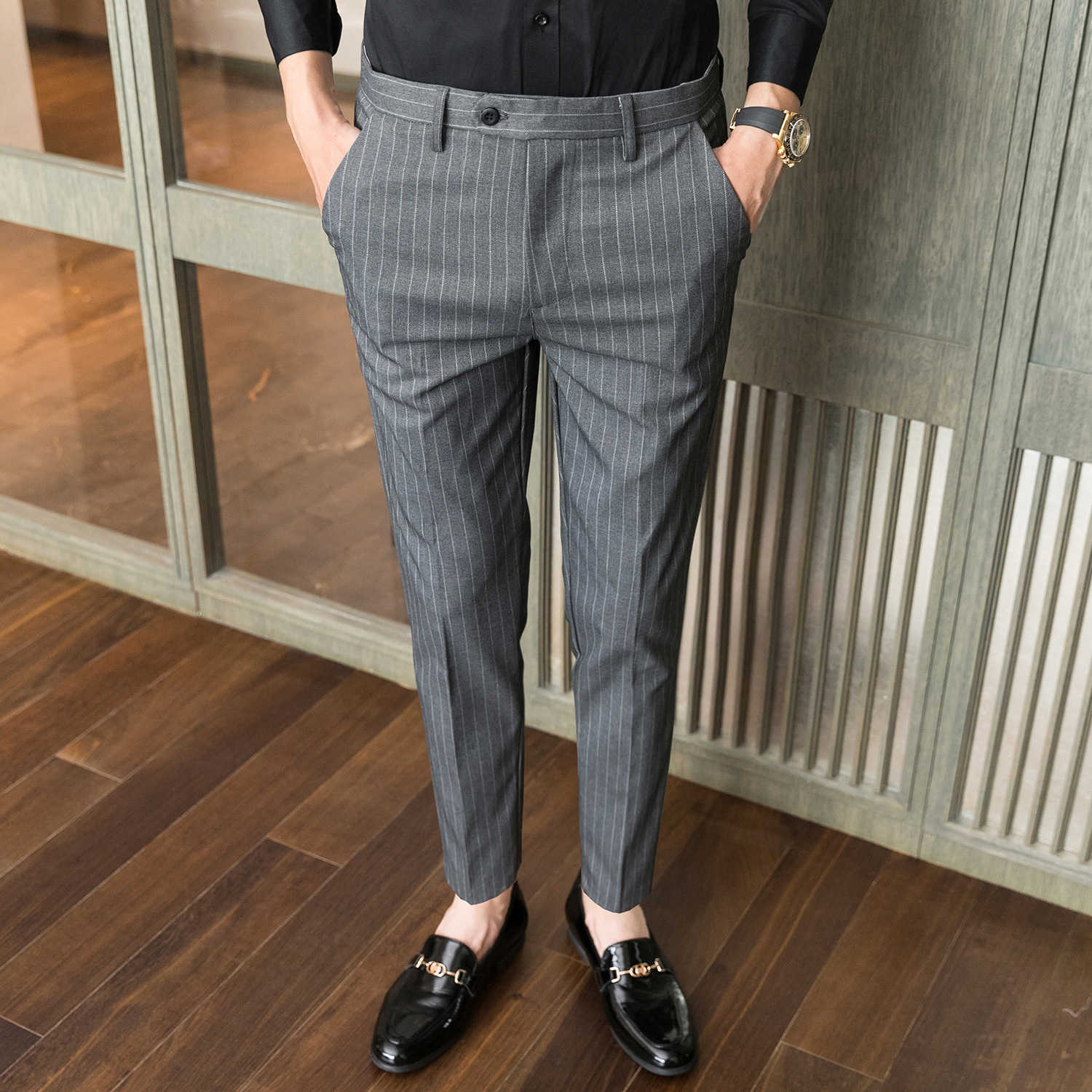 Autumn winter wool fabric thick suit pants high-quality mens clothing business ultra-thin mens clothing formal wear office social dress pants W241231