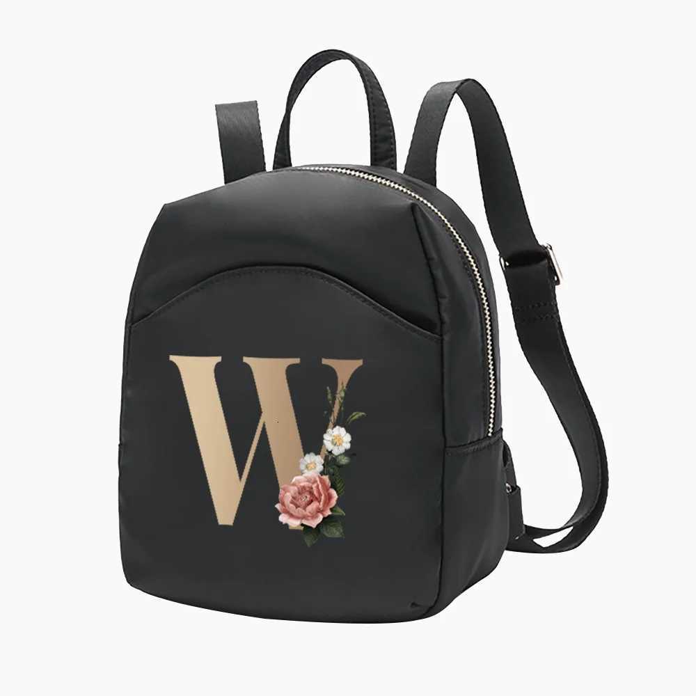 Women Mini Backpack Shoulders Samll School Bag for Girl Crossbody Bag Backpacks Book Bag Gold Letter Series Pattern Shopper BagT251016