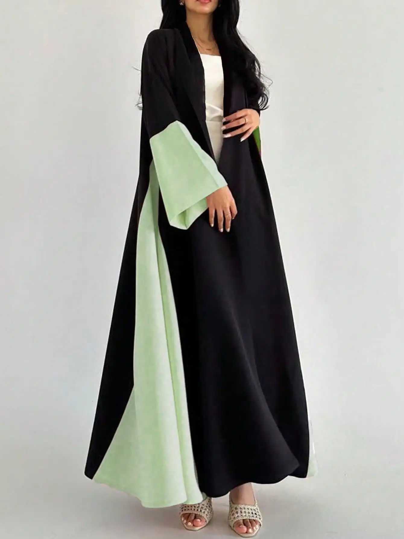 MiddleEast Ethnic Clothing Loose Abaya Muslim Women Open Front Abayas Casual Kaftans Islamic Full Sleeve Maxi Dresses Jilbabs X2510161