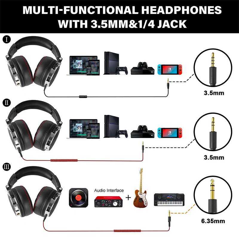 Oneodio Wired Professional Studio Pro 50 DJ Headphones With Microphone Over Ear HiFi Monitor Music Headset Earphone For Phone PC Z251015