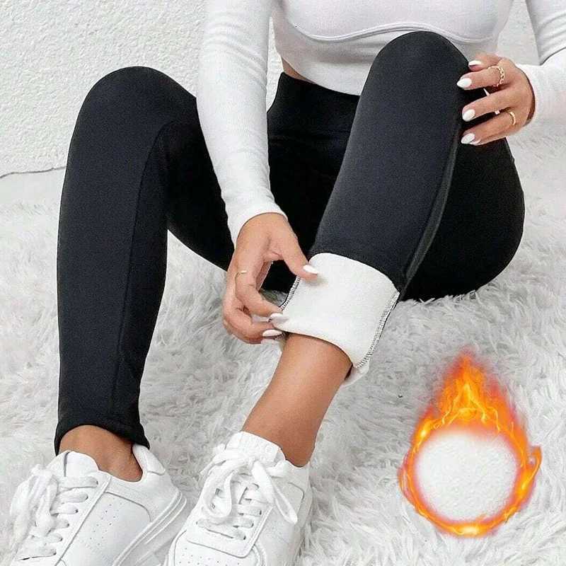 Winter Women Leggings Solid Warm Leggings Thicken Lambwool Hight Waist Fleece Keep Butt Lift High Stretchy Pocket Walking PantsT251016