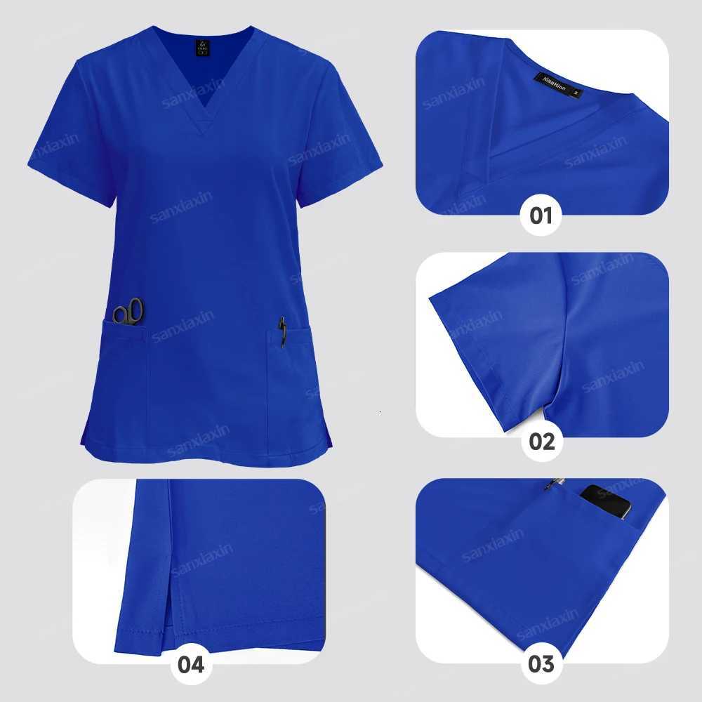 Black Workwear SPA Beauty Clothes Medical Uniforms Woman Men Dentist Veterinary Clinic Work Clothes Surgical Uniforms Scrubs Set X2510161