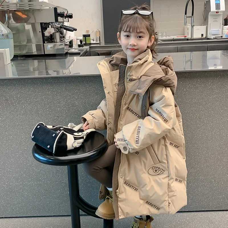 Girls Winter Clothing down Jacket New Western Style Childrens Winter White Duck down Coat Girls Thickened Long Section TopT251016