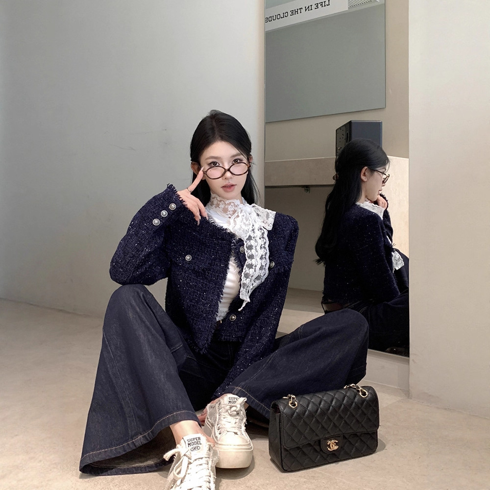 2025 autumn fashion and winter new designer jacket top women's luxury jacket autumn and winter new French Korean retro short sleeved cardigan top