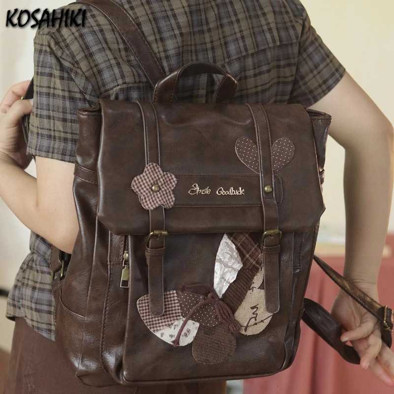 Vintage Y2k Aesthetic All Match Schoolbag Patchwork Butterfly Casual Backpacks Streetwear Fashion Preppy Bags for Women StudentsT251016