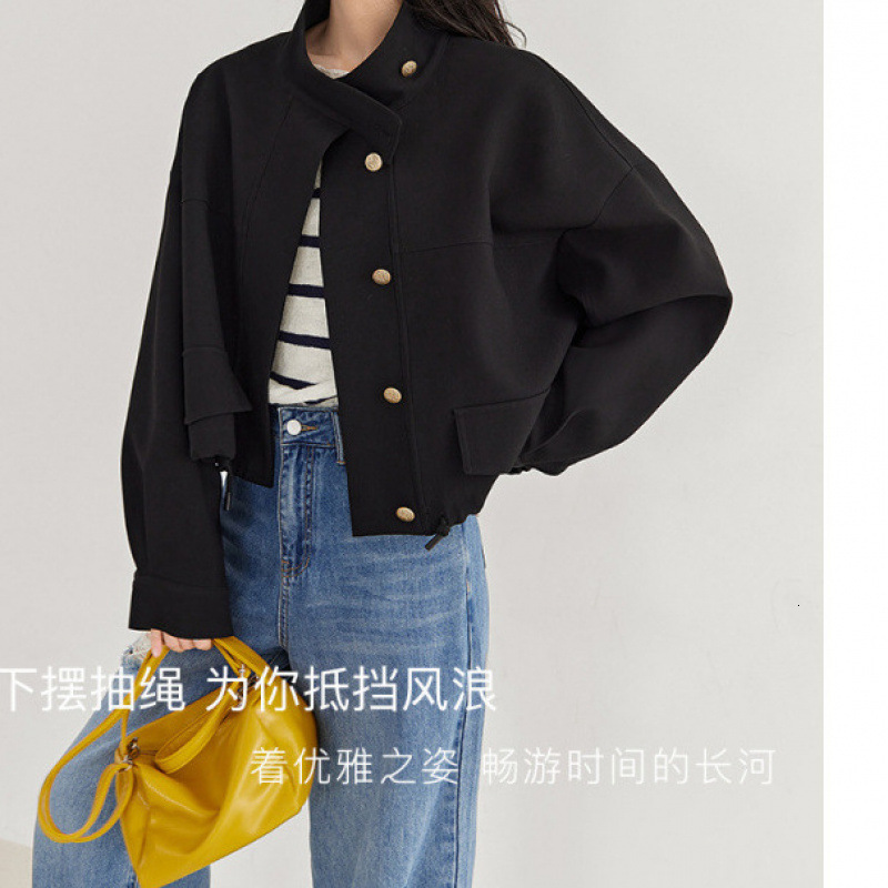 design 2025 autumn and winter new top favorite elegant stand collar luxury women's short windbreaker designer jacket drawstring high-end commutin