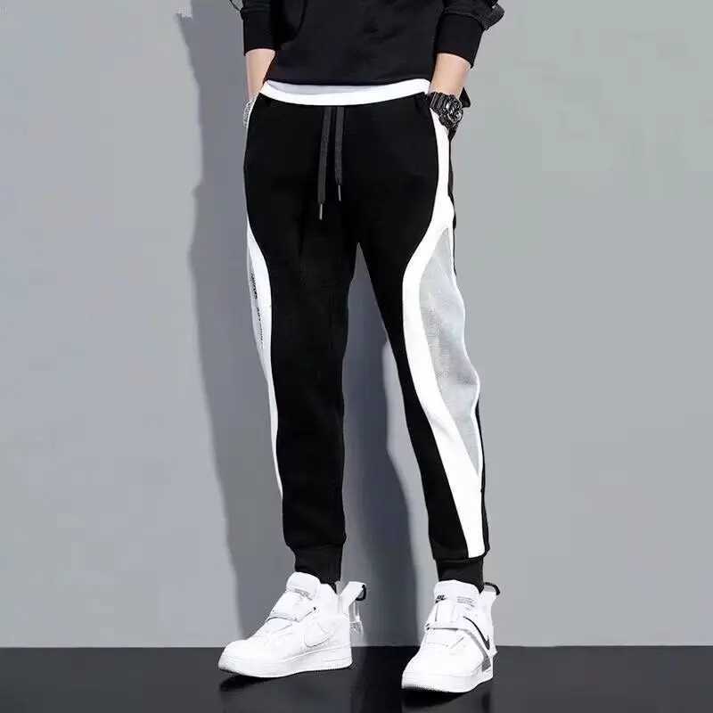 Casual sports long pants for men spring and summer sweatpants loose regular workwear pants leg tied pants Korean version tre J251203