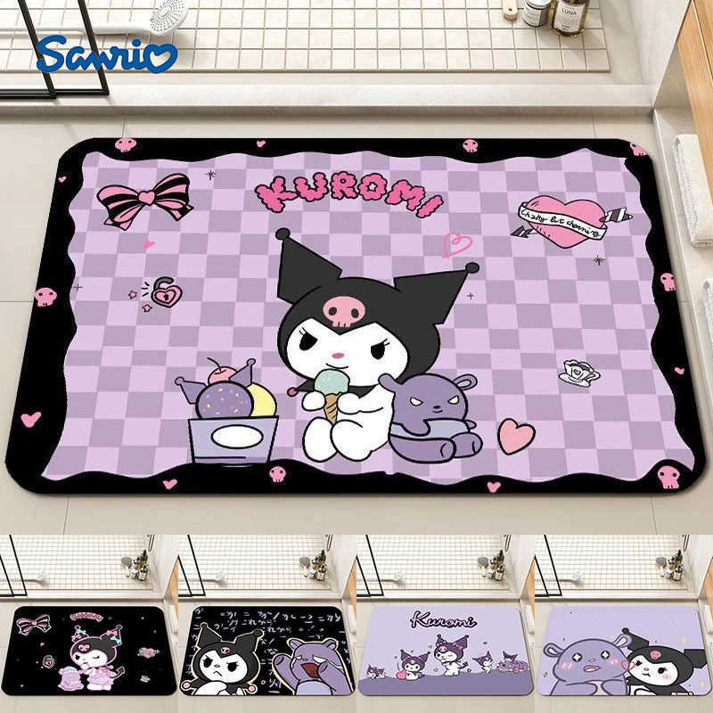 Sanrio Cartoon Kuromi Bathroom Mat Non Slip Bedroom Kitchen Drying Mat Washable Living Room Home Carpet Bath Floor Mat L251016