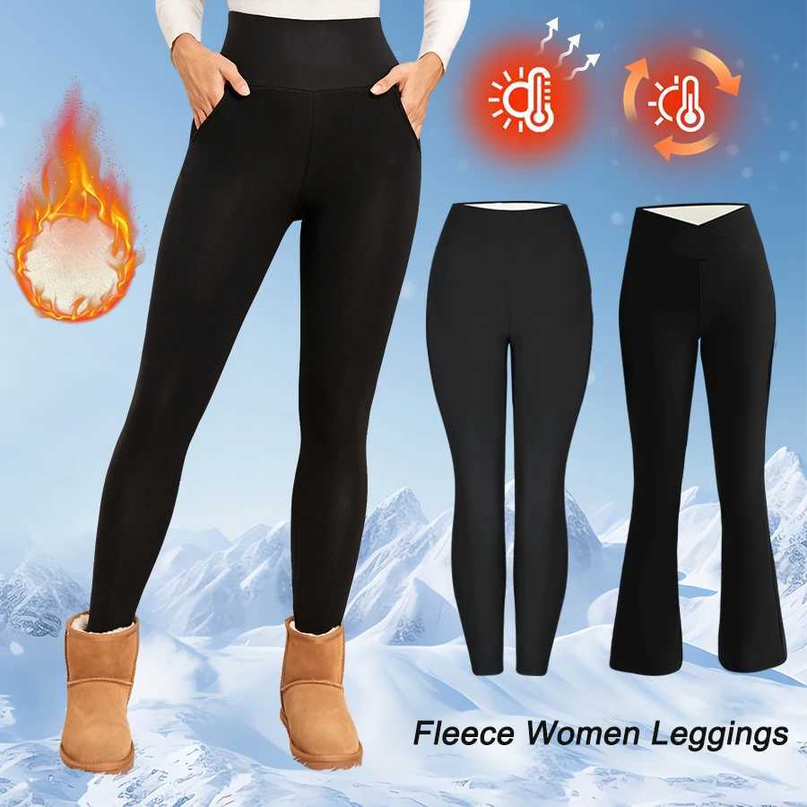 Fleece Women Leggings Thick Flared Pants HighWaisted Thermal Tights Tummy Control Winter Warm Legging Casual WearT251016