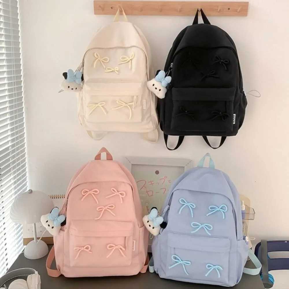 Fashion Large Capacity Bow Backpack Bow decoration Solid Color Girls Backpack Zipper Travel Bag Students Luggage BagsT251016