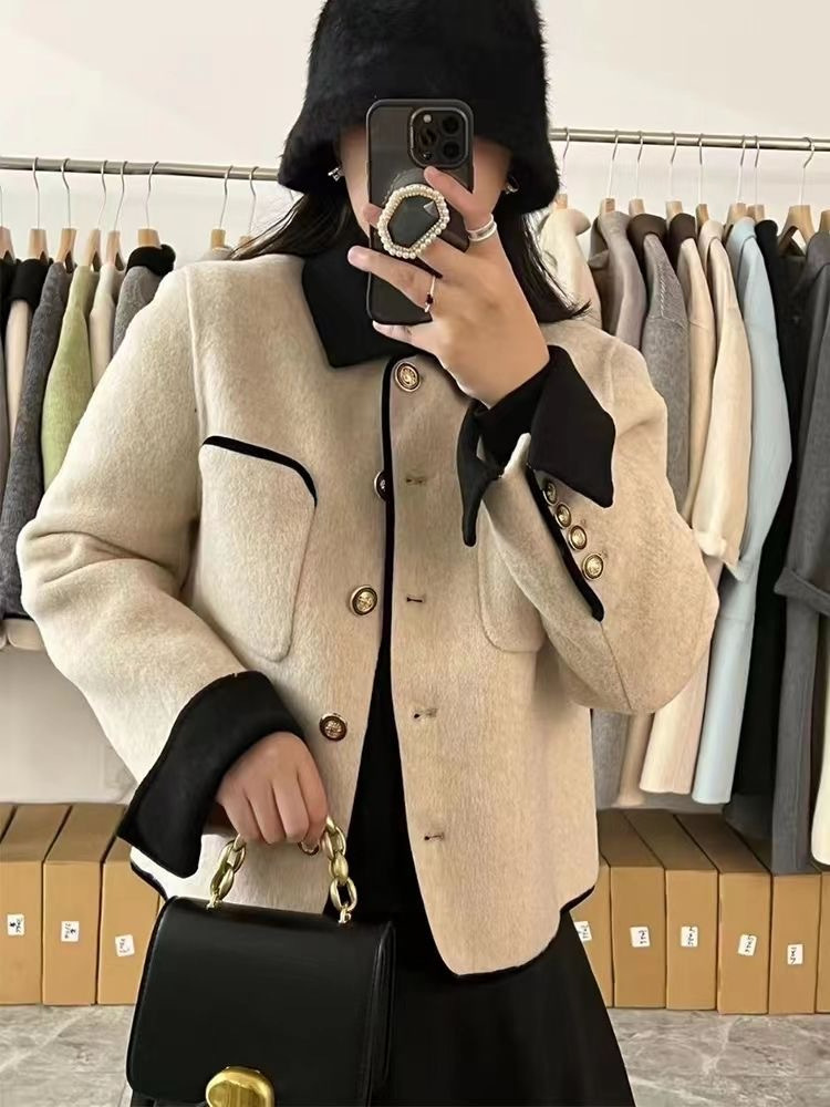 2025 Autumn/Winter New fashion Top Double layered Designer Jacket Women's Side Wool Jacket Short Jacket Color blocked New Luxury Edition Jacket