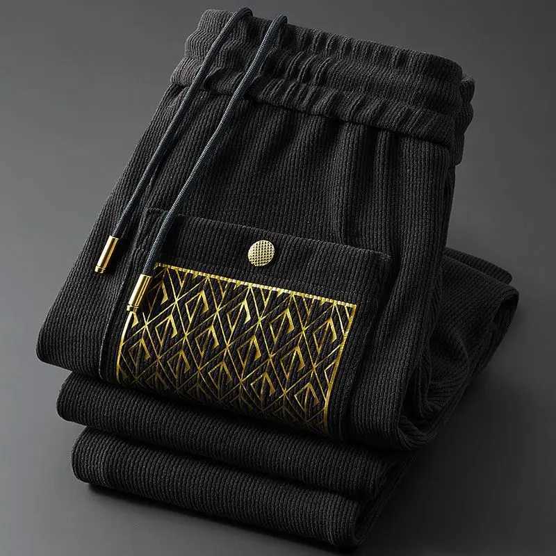 2025 new mens casual sports pants tied with feet slim fit stretch mens side striped laceup sweatpants J251016