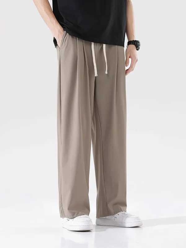 Casual Men Summer Thin Ice Silk Straight Pants Quickdrying Trendy Sports Trousers J251203