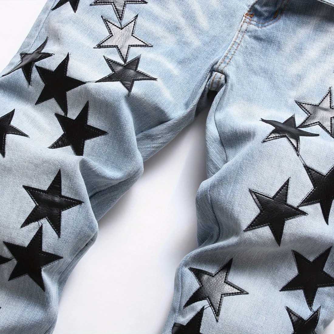 Men Straight Jean Denim Pants Jeans Loose Ankle Length Pant Pockets Casual Washed High Street Distressed Zipper Fly Spliced J251016