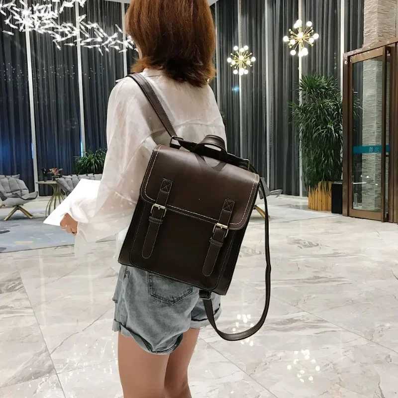 Vintage Backpack Female Pu Leather Bag Womens Backpack Fashion School Bag for Girls High Quality Leisure Shoulder Bag Sac A DosT251016