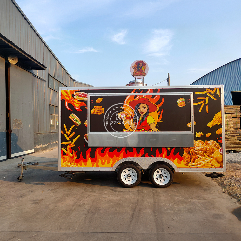 Customized Barbecue Hot Dogs Trailer Mobile Kitchen Fast Food Truck Trailer Fully Equipped Street Fast Food Trailer