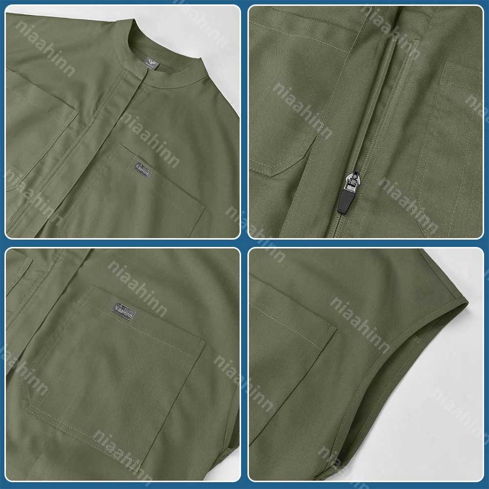 Niaahinn Health Service Nursing Clothes Zipper Neck Lab Jumpsuit Pet Grooming Nurse Uniform Onesie Short Sleeved Scrubs Workwear X2510161