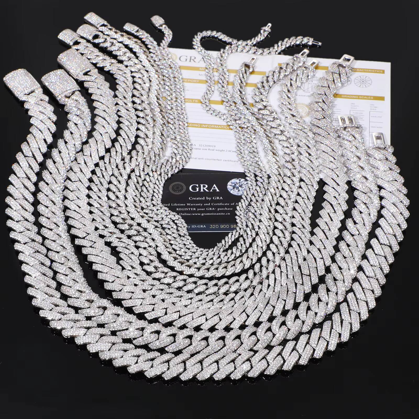 Fine Jewelry Hip Hop 6mm20mm 925 Sterling Silver VVS Moissanite Diamond Iced Out Miami Cuban Link Chain Necklace for Men