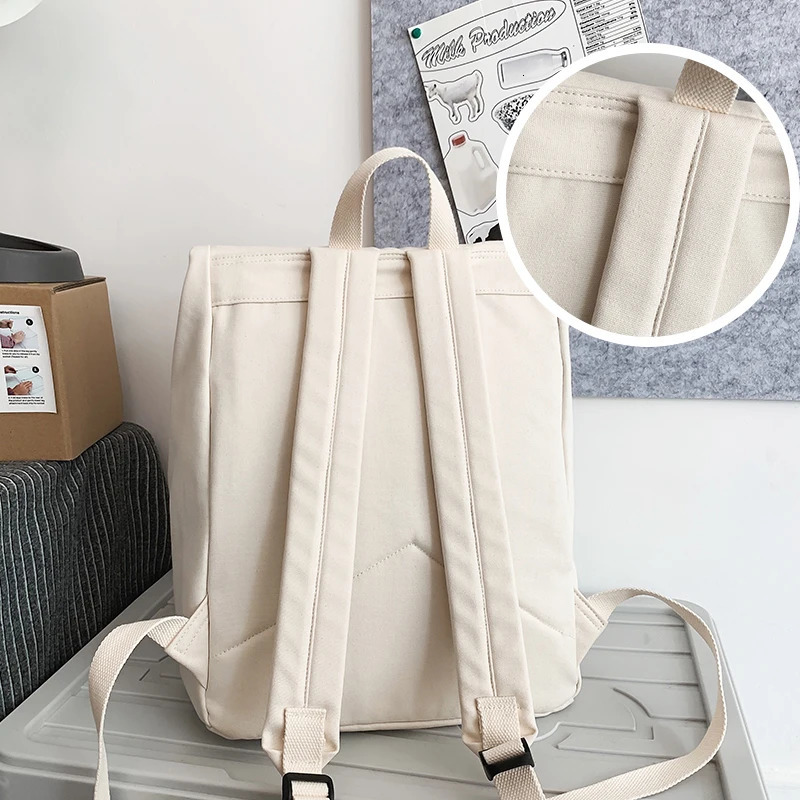 Canvas Schoolbag Female College Student Junior High School High School Student Large Capacity Backpack Backpack 251104